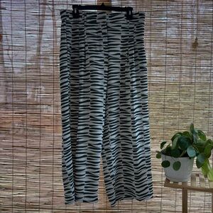 Haver + Blair Green and White Wide Leg Pants